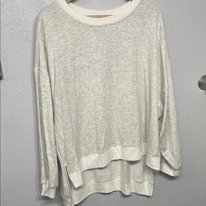 FOUND Made in LA Women's Lightweight Grey + White High-Low Sweatshirt